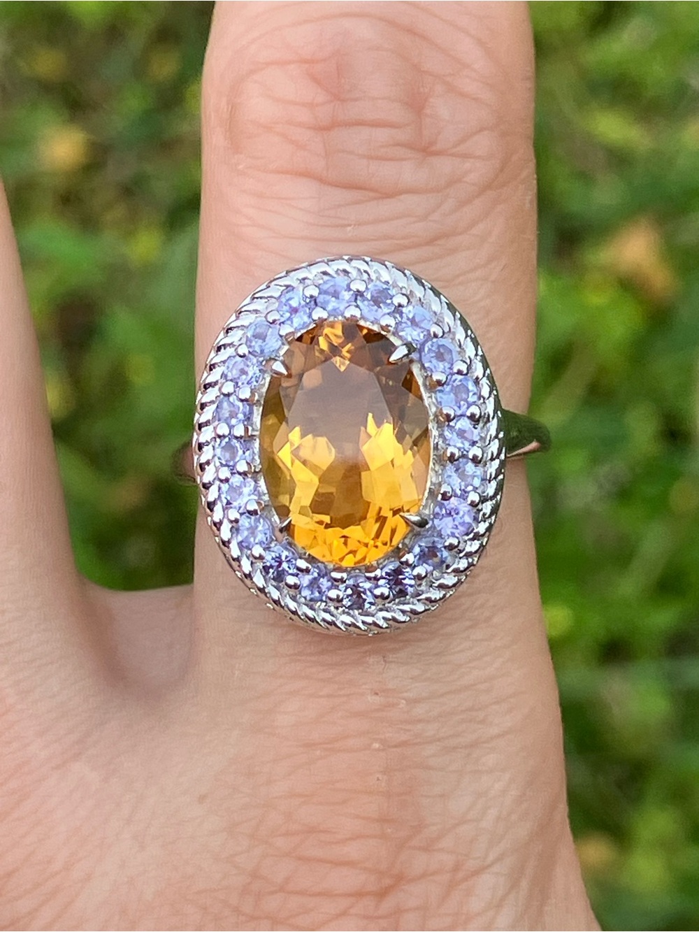 Brazilian Citrine Tanzanite Sterling Silver Ring Size 9
